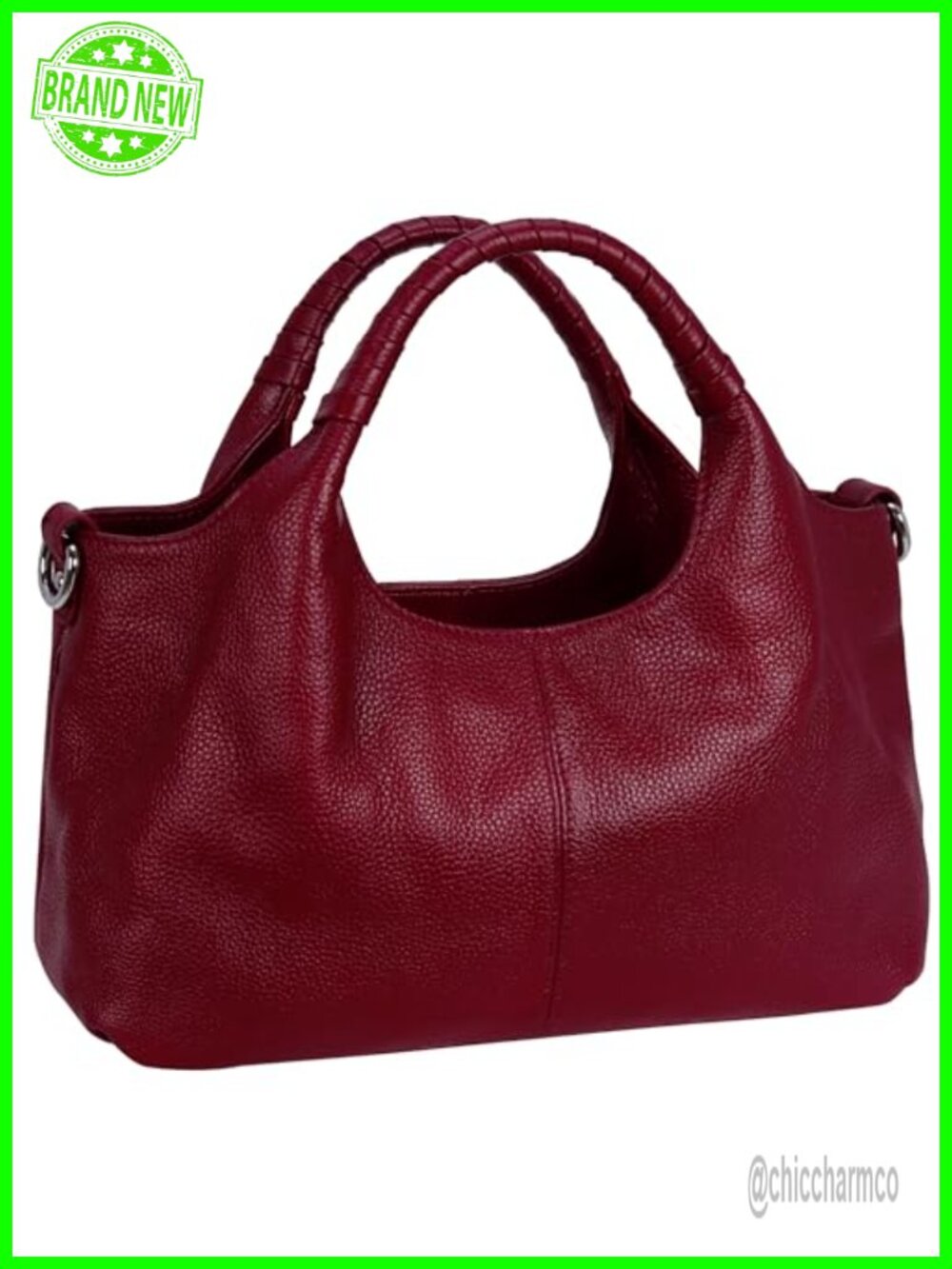 Genuine Leather Crossbody Satchel Purse Handbag with Adjustable Strap